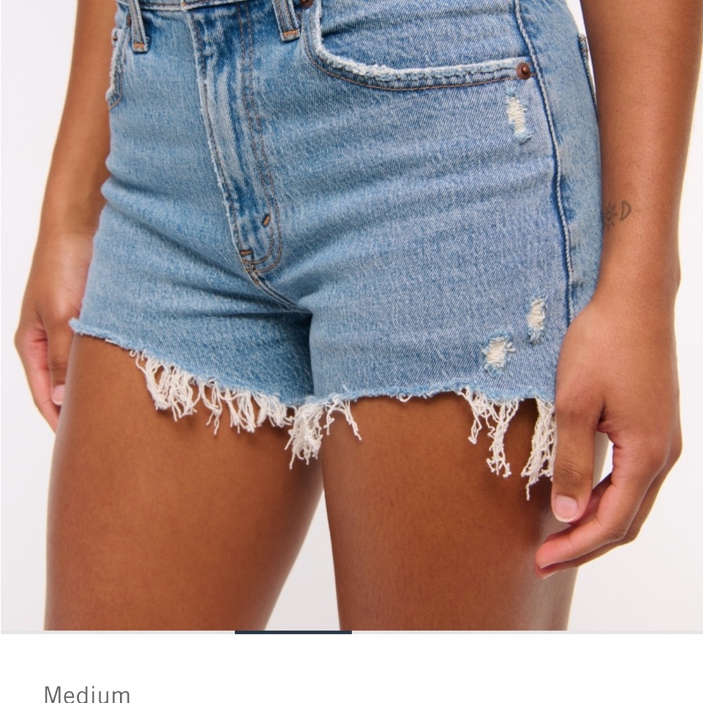 Abercrombie & Fitch Blue Jean Shorts Distressed High-Waisted